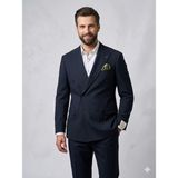 Centilmen Selim Havan Lacivert Kruvaze Çizgili Erkek Blazer Ceket 0024 - 58