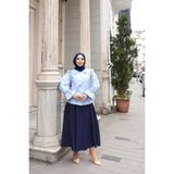 Cep Detaylı Mevlana Etek - Lacivert - 36