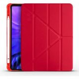 CepLab Apple iPad Air 5. Nesil 10.9 Inç Kılıf Kalem Bölmeli Silikon Smart Cover Tablet Kılıfı - Kırmızı
