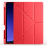 CepLab Samsung Galaxy Tab S9 Fe SM-X510 10.9 Inç Kılıf Kalem Bölmeli Silikon Smart Cover Tablet Kılıfı - Kırmızı