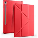CepLab Samsung Galaxy Tab S9 SM-X710 11 Inç Kılıf Kalem Bölmeli Silikon Smart Cover Tablet Kılıfı - Kırmızı