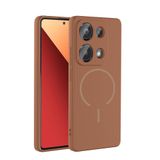 CepLab Xiaomi Redmi Note 13 Pro 4G Kılıf M-Safe Özellikli Mat Yüzey Kamera Korumalı Arka Silikon Kapak Kahverengi