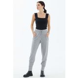 Cepli Bağcıklı Triko Pantolon - Açık Gri