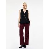 Cepli Düz Geniş Paça Palazzo Kumaş Pantolon - Bordo - Straight - 34