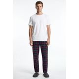 Cepli Ekose Desenli Pamuk Pijama Altı - Bordo