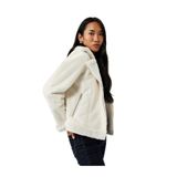 Cepli Fermuarlı Uzun Kollu Peluş Yaka Süet Görünümlü Crop Biker Ceket