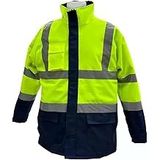 Cepli Reflektif Xxl Beden Fosforlu Fermuarlı Kaban Kapüşonlu Parka Sarı Lacivert Kaban İşçi Parkası