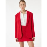 Cepli Uzun Kollu Kruvaze Blazer Ceket - Kırmızı - 42