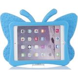 Ceponya Apple iPad 9.7 2018 Kelebek Figürlü Silikon Çocuk Tablet Standlı Kılıf - Mavi