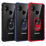 Ceponya Galaxy M31 Kenarları Renkli Antişok Şeffaf Yüzüklü Kılıf