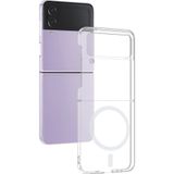 Ceponya Galaxy Z Flip 4 Kılıf Kamera Korumalı MagSafe Şarj Özellikli Lüx Şeffaf London Silikon Kapak
