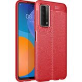 Ceponya Huawei P Smart 2021 Kılıf Zore Deri Görünümlü Kamera Korumalı Silikon Kılıf Kırmızı