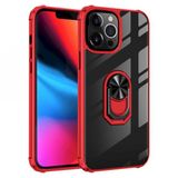 Ceponya İphone 13 Pro Şeffaf Kenarları Renkli Manyetik Yüzüklü Zırh Silikon Kılıf