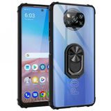 Ceponya Xiaomi Poco X3 Yüzüklü Standlı Manyetik Şeffaf Armor Zırh Kılıf