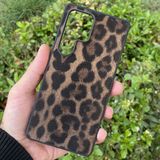 CepStok Samsung Galaxy S25 Ultra Kılıf Leopar Desenli Içi Kadife Kapak - Kahverengi
