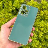 CepStok Xiaomi Redmi Note 12 Pro 5g Kılıf Kenar Detaylı Yumuşak Parlak Silikon - Koyu Yeşil