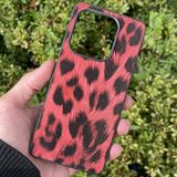 CepStok Xiaomi Redmi Note 14 4g Kılıf Leopar Desenli Içi Kadife Kapak - Kırmızı