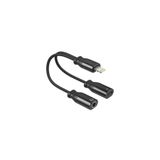 Cepsuar iPhone Uyumlu Kulaklık Çoklayıcı Lightning & 3,5mm Çevirici Kablo Şarj Çoğaltıcı Siyah, asalghtng