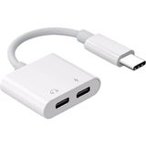 Cepsuar Type C To Kulaklık Hızlı Şarj Giriş Çevirici Çoklayıcı Çoğaltıcı Splitter Adaptör Beyaz
