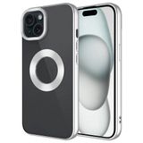 Cepustik iPhone 15 Plus Kılıf Tek Kamera Çerçeveli Logo Gösteren Omega Kılıf