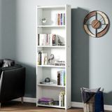 Ceramical 5 Raflı Beyaz Kitaplık - 60x180cm Suntalam Malzeme ile Modern Tasarım KTS2 Modern