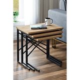 Ceramical Zg1 Metal Ayaklı 3'lü Zigon Sehpa - Çam