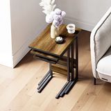 Ceramical ZG3 Metal Ayaklı 3'lü Zigon Sehpa - Ceviz - Barok Ceviz