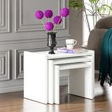 Ceramical ZG4 3'lü Zigon Sehpa - Beyaz - ZG4 - Beyaz