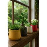 CeramicArtDecor Seramik Saksı - 4'lü Sırlı Saksı- 10cmx13cm