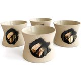 Ceramicshe Bej Seramik Büyük Boy 4'lü Kahve Fincanı Seti - Standart