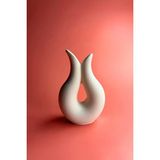 Ceramingo Lale Vazo M2 - Ham Seramik Bisküvi 1 Adet 23 cm - beyaz