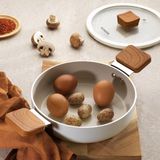 Ceramoni Seramik Kapaklı Sahan 20 Cm-Krem - Option-1 - --