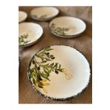 CERATALE Handmade 6 Parça 6 Kişilik Zeytin Çukur Yemek Tabağı Olive 19 Cm