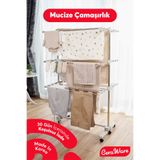 Ceraware Home Lite Premium 3 Katlı Çamaşırlık Made in Korea Tekerlekli Çamaşır Kurutmalık Eco Gri
