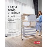 Ceraware Home S3 Premium 3 Katlı Çamaşırlık Made in Korea Tam Katlanır Tekerlekli Çamaşır Kurutmalık Gümüş