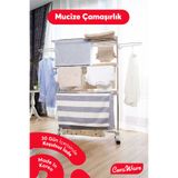 Ceraware Home S3 Premium 3 Katlı Çamaşırlık Made in Korea Tam Katlanır Tekerlekli Çamaşır Kurutmalık