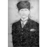 Çerçevelet Karakalem Atatürk Portresi 35x50 cm