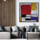 Çerçeveli Ahşap Traverten Dokulu Modern Mondrian