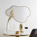 Çerçeveli Asimetrik Duvar Dekor AynasıKonsol Aynası/Bulut Ayna/Lüks Ayna Gold 50 x 70