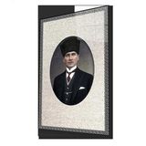 Çerçeveli Atatürk Portresi Cam Tablo, Ev ve Ofis Duvar Dekoru, Hediyelik Büyük Temperli Cam Tablo