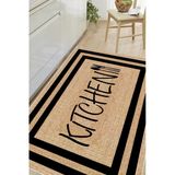 Çerçeveli Kitchen Yazılı Baskılı Kaymaz Yıkanabilir Mutfak Halısı Yolluk 100 X 250 Cm Siyah