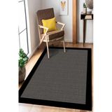 Çerçeveli Modern Dijital Baskı Yıkanabilir Kaymaz Taban Halı 80 X 150 Cm Siyah