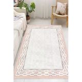 Çerçeveli Modern Kaymaz Taban Makinede Yıkanabilir Halı Oturma Odası Salon Halı Koridor Halı 60 X 100 Cm Pudra Pembe