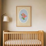 Çerçeveli Pembe Çiçekler Çocuk Odası Duvar Posteri Çerçeveli Tablo Duvar Dekorasyonu - 30 x 40 - Ahşap Çerçeveli