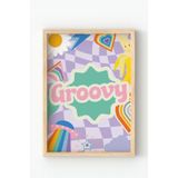 Çerçeveli Retro Poster – Trend Renkli Tablo, Dekoratif Ev ve Duvar Dekoru Bej 30 x 40