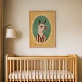 Çerçeveli Sevimli Lama Çocuk Odası Duvar Posteri Çerçeveli Tablo Duvar Dekorasyonu - 30 x 40 - Ahşap Çerçeveli