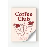 Çerçevesiz Coffee Club Retro Kahve Temalı Minimal Duvar Posteri Çerçevesiz 21 x 30