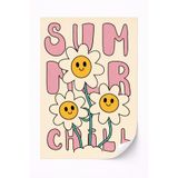Çerçevesiz Summer Chill Çiçek Desenli Sevimli Duvar Posteri Çerçevesiz 21 x 30