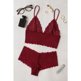 Çerçici Bordo Dantel Bralet Şort Takımı – Asil Ve Sofistike İç Giyim