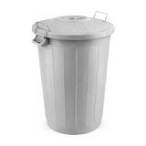 Çerçici Çöp Kovası 70 Lt Plastik Çöp Kovası Kapaklı Büyük Boy Çöp Bidonu Dayanıklı Çöp Kovası - Gri